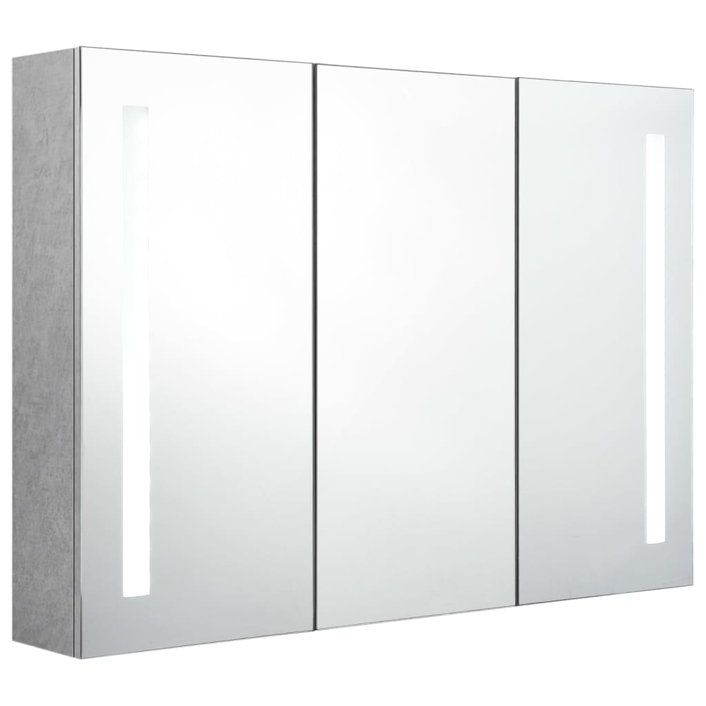 LED Bathroom Mirror Cabinet Concrete Grey 89x14x62 cm