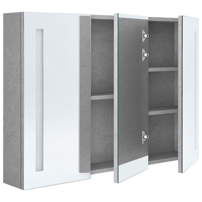 LED Bathroom Mirror Cabinet Concrete Grey 89x14x62 cm