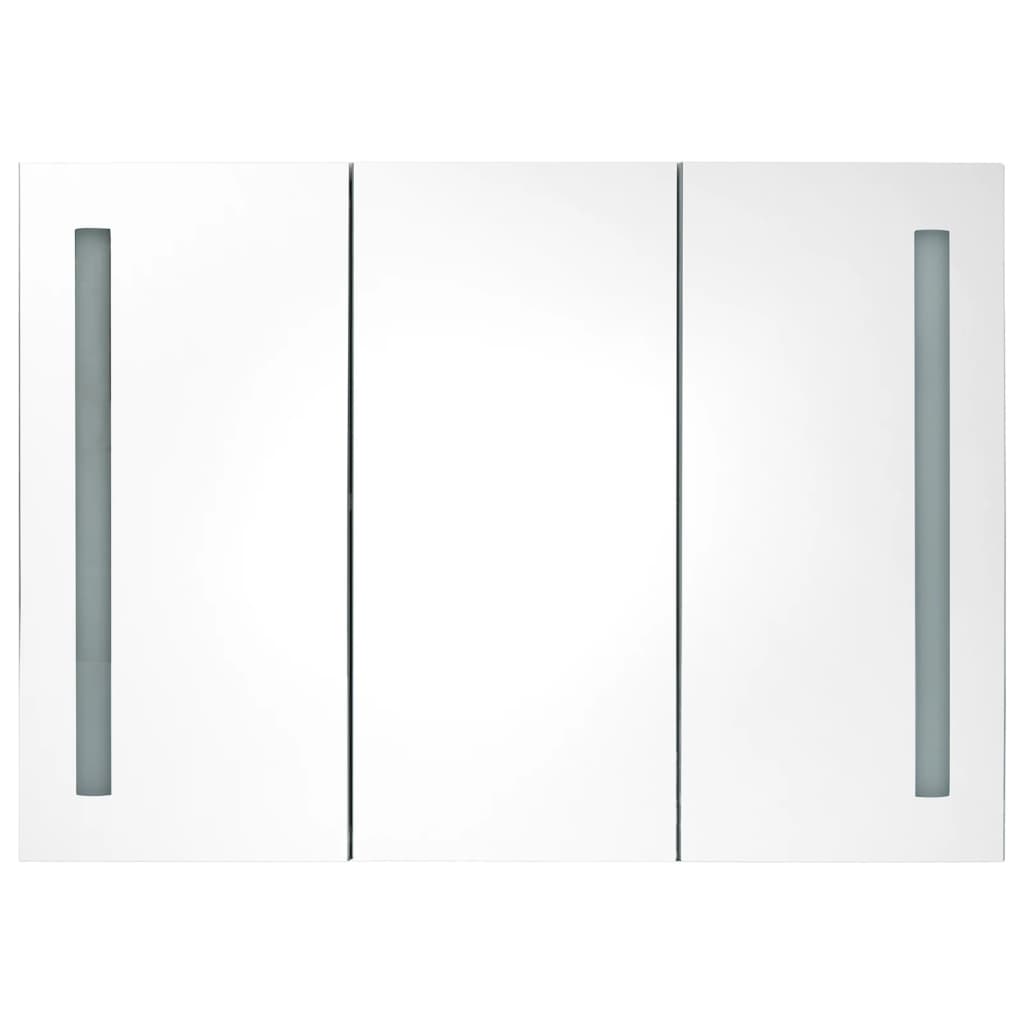 LED Bathroom Mirror Cabinet Concrete Grey 89x14x62 cm