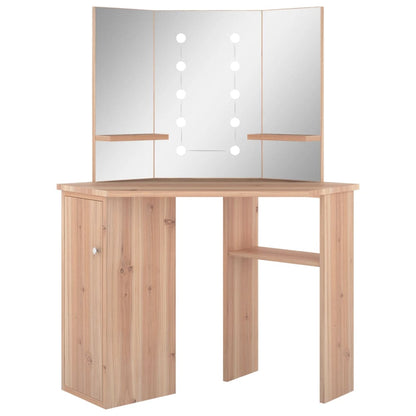 Corner Dressing Table with LED Oak 111x54x141.5 cm - Bend