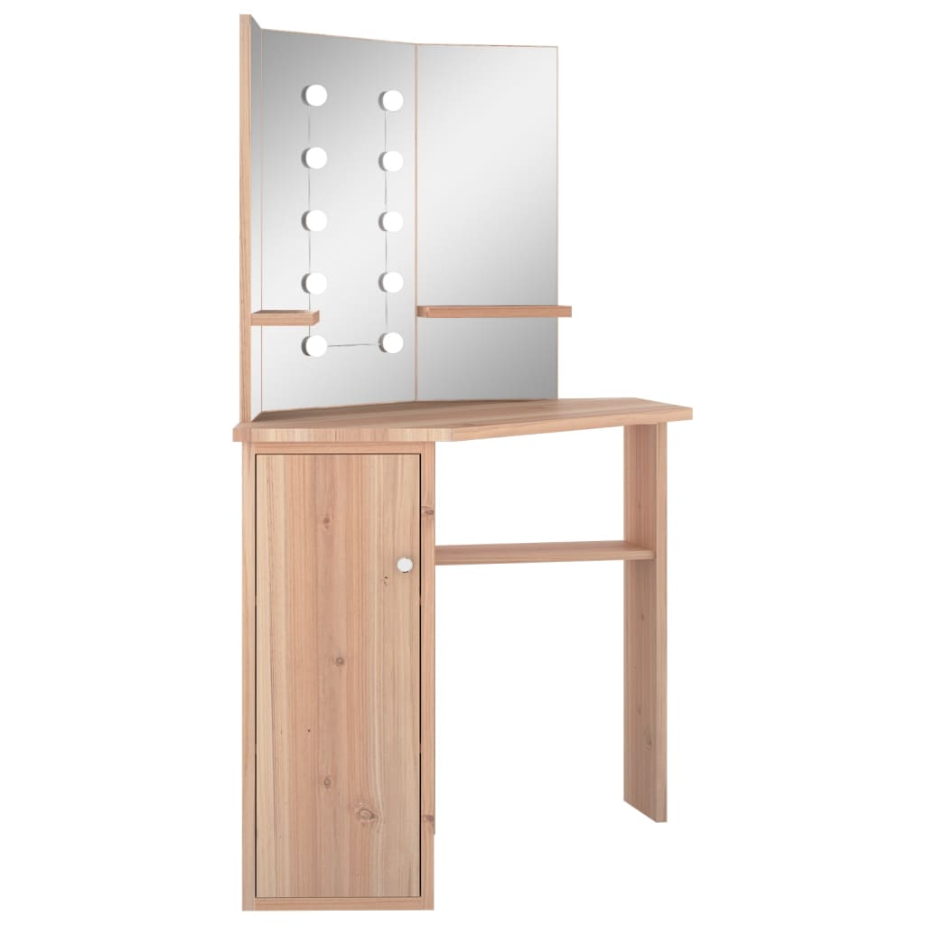 Corner Dressing Table with LED Oak 111x54x141.5 cm - Bend