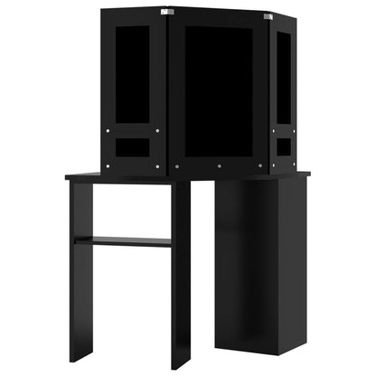 Corner Dressing Table with LED Black 111x54x141.5 cm - Bend