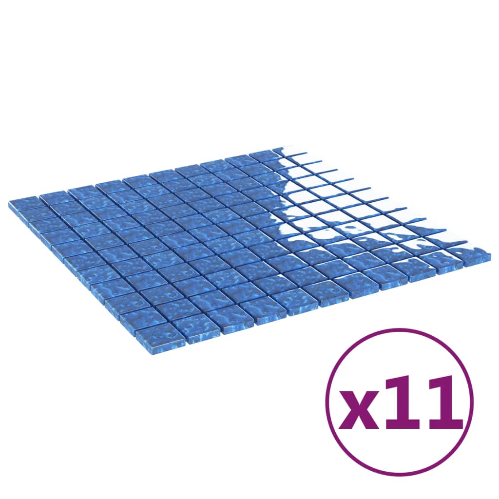 Mosaic Tiles 11 pcs Blue 30x30 cm Glass - Bend