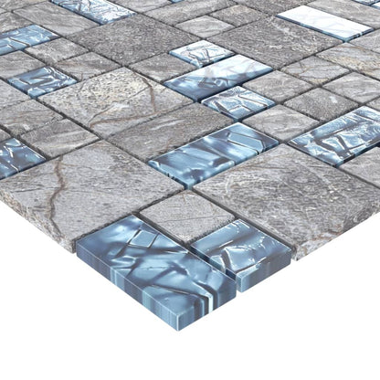 Mosaic Tiles 22 pcs Grey and Blue 30x30 cm Glass - Bend