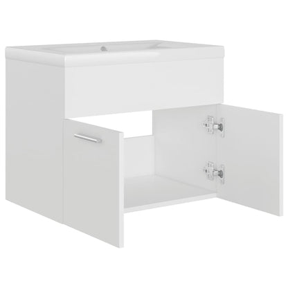 Sink Cabinet with Built-in Basin White Engineered Wood