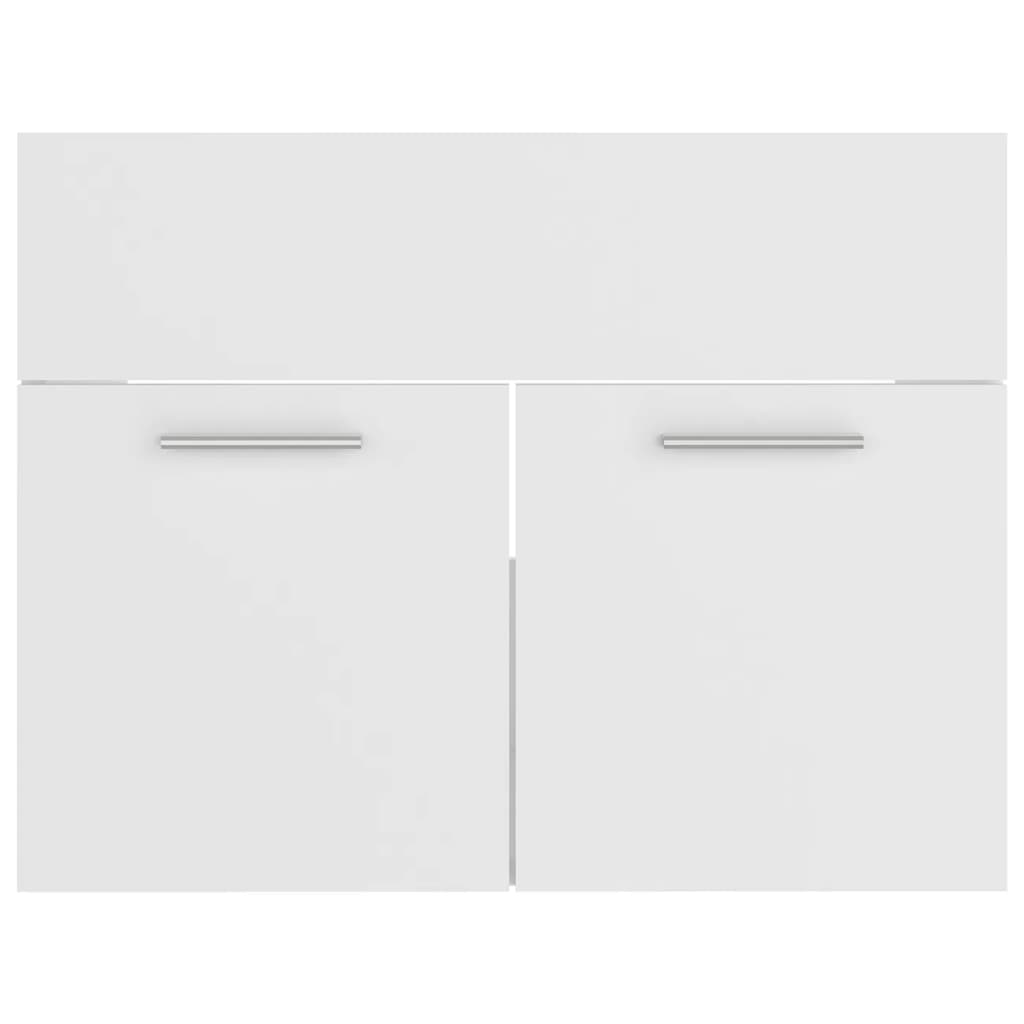 Sink Cabinet with Built-in Basin White Engineered Wood