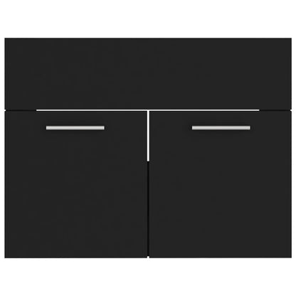 Sink Cabinet with Built-in Basin Black Engineered Wood