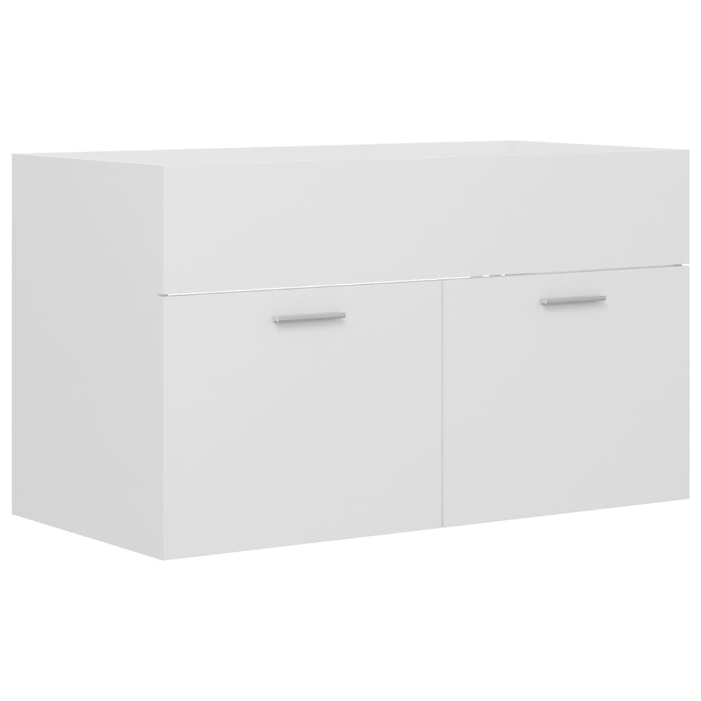 Sink Cabinet with Built-in Basin White Engineered Wood