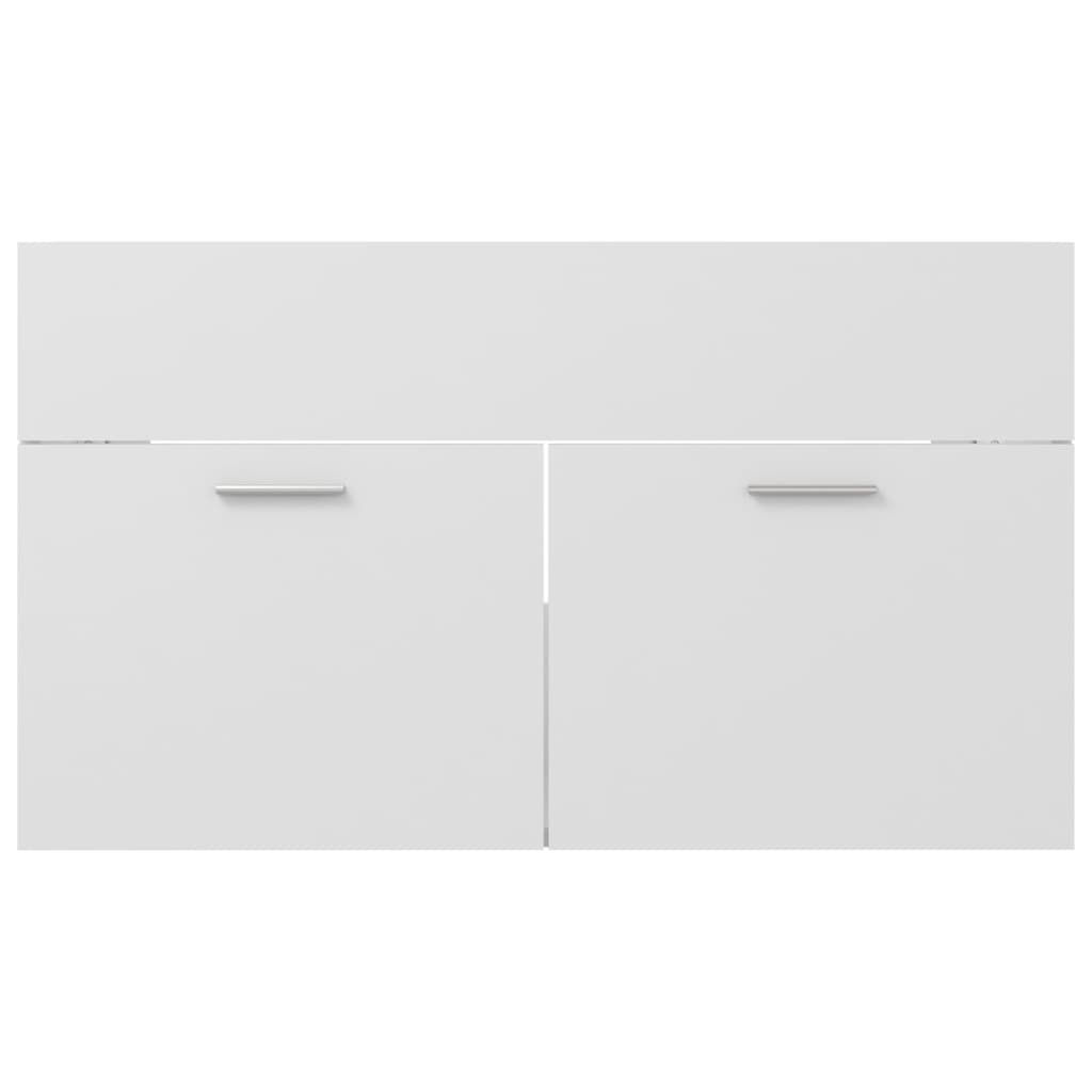 Sink Cabinet with Built-in Basin White Engineered Wood