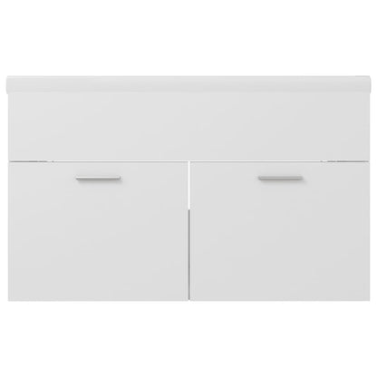 Sink Cabinet with Built-in Basin White Engineered Wood