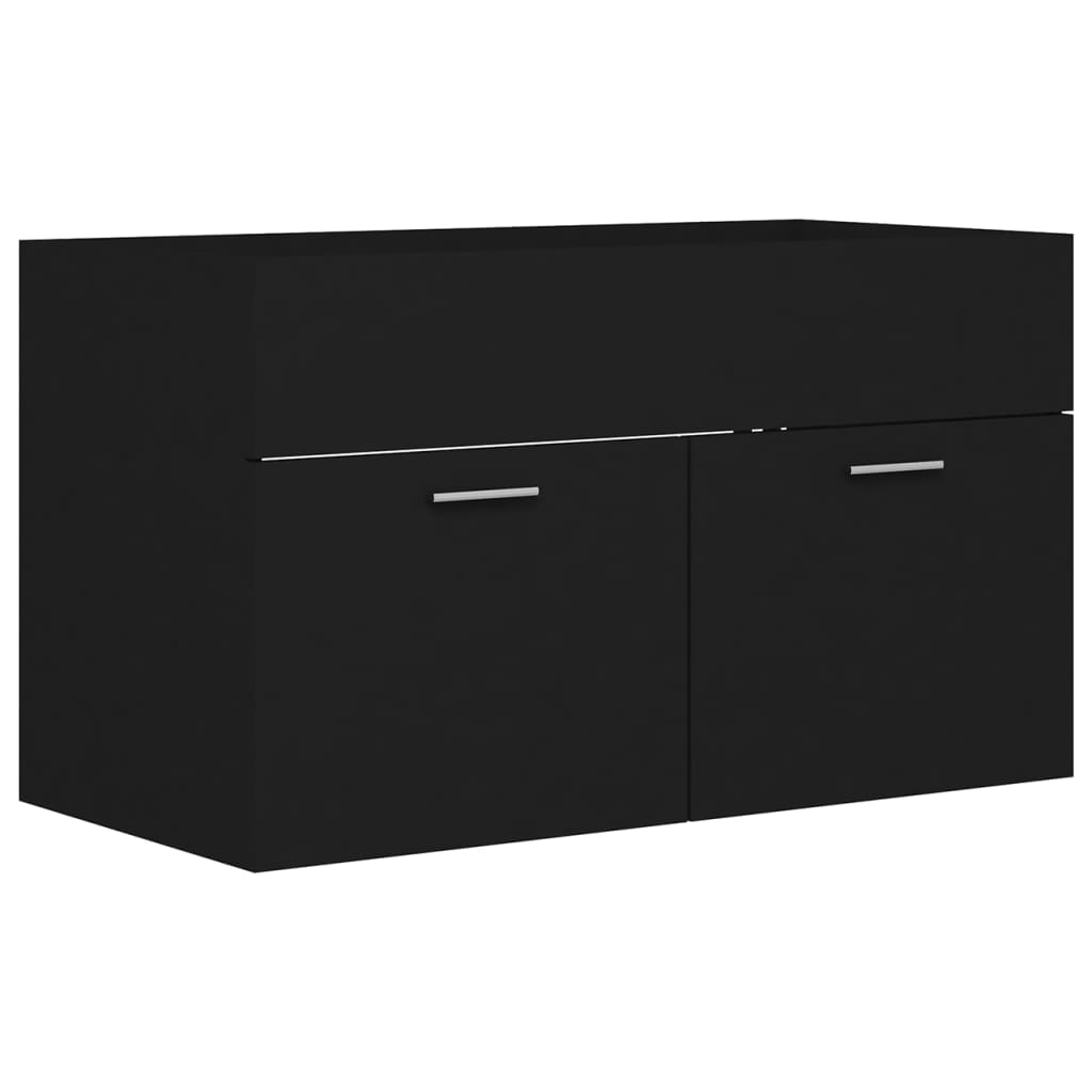 Sink Cabinet with Built-in Basin Black Engineered Wood