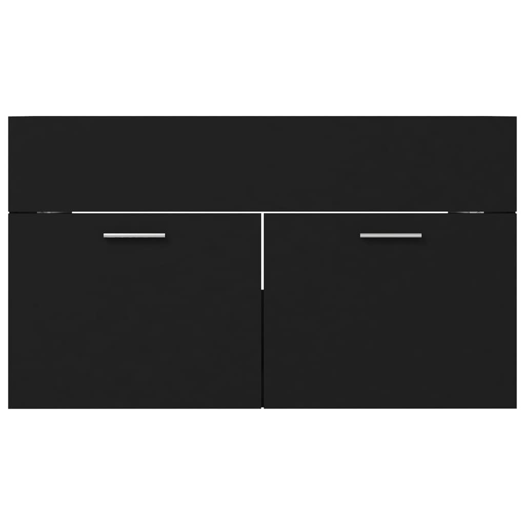 Sink Cabinet with Built-in Basin Black Engineered Wood