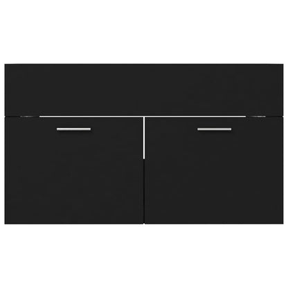 Sink Cabinet with Built-in Basin Black Engineered Wood