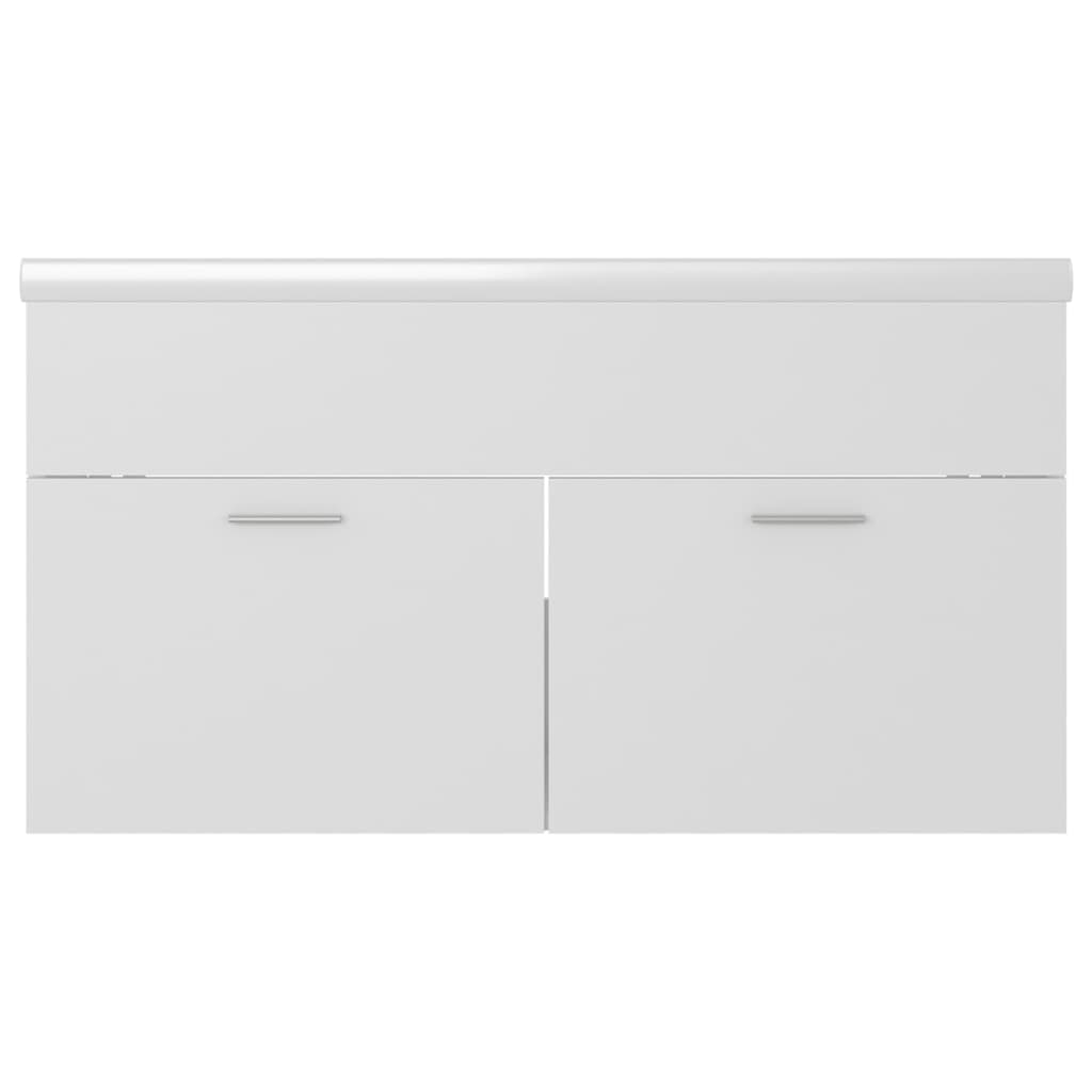 Sink Cabinet with Built-in Basin White Engineered Wood