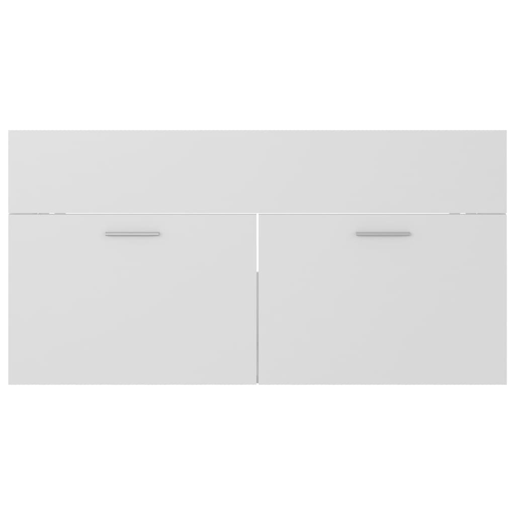 Sink Cabinet with Built-in Basin White Engineered Wood