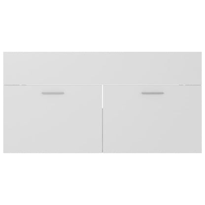 Sink Cabinet with Built-in Basin White Engineered Wood