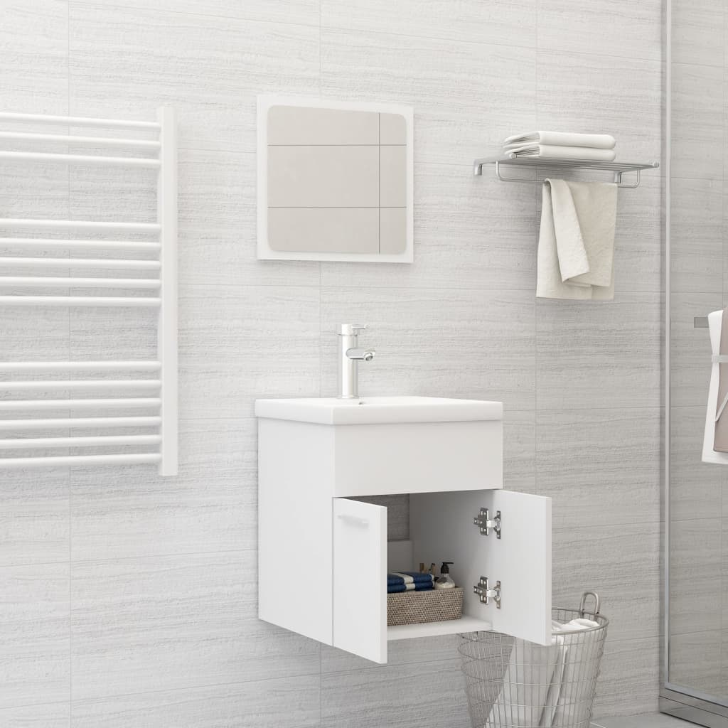 Bathroom Furniture Set White Engineered Wood