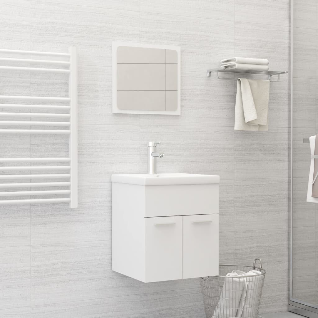 Bathroom Furniture Set White Engineered Wood