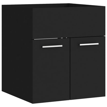 Bathroom Furniture Set Black Engineered Wood