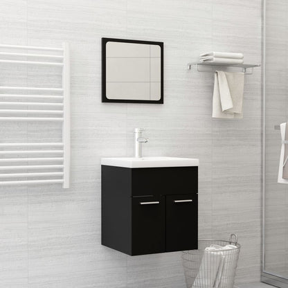 Bathroom Furniture Set Black Engineered Wood