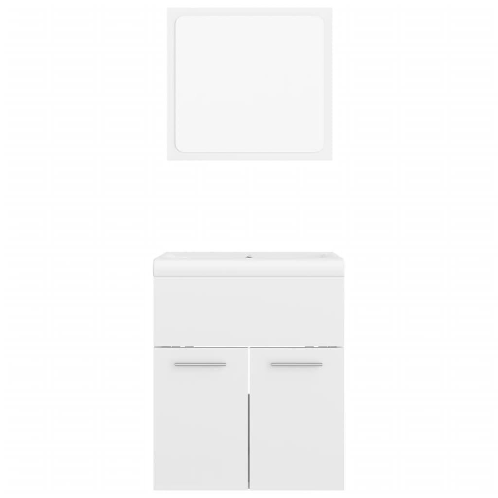 Bathroom Furniture Set High Gloss White Engineered Wood