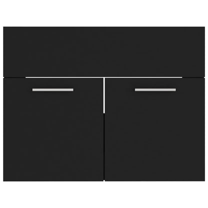 Bathroom Furniture Set Black Engineered Wood