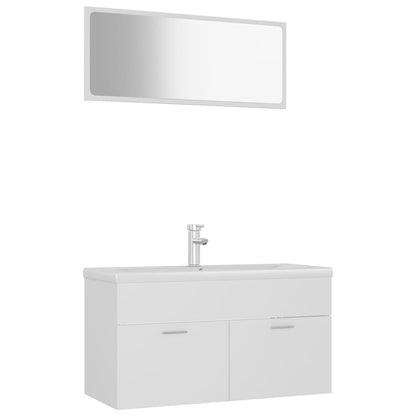 Bathroom Furniture Set White Engineered Wood