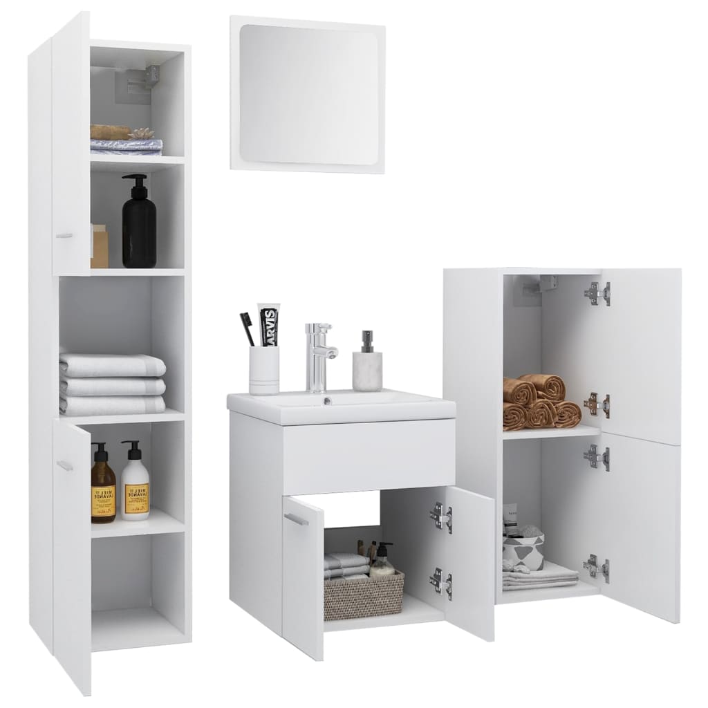 Bathroom Furniture Set White Engineered Wood