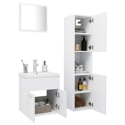 Bathroom Furniture Set White Engineered Wood