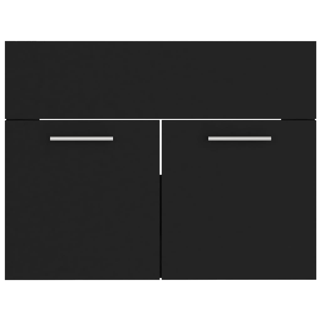 Bathroom Furniture Set Black Engineered Wood