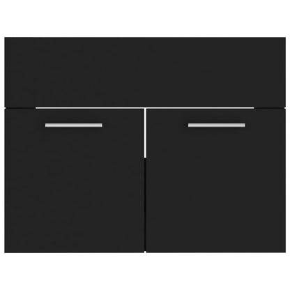 Bathroom Furniture Set Black Engineered Wood