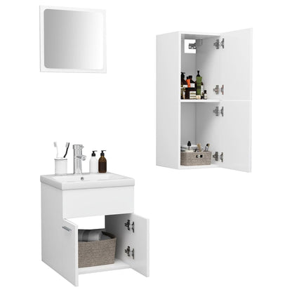 Bathroom Furniture Set White Engineered Wood