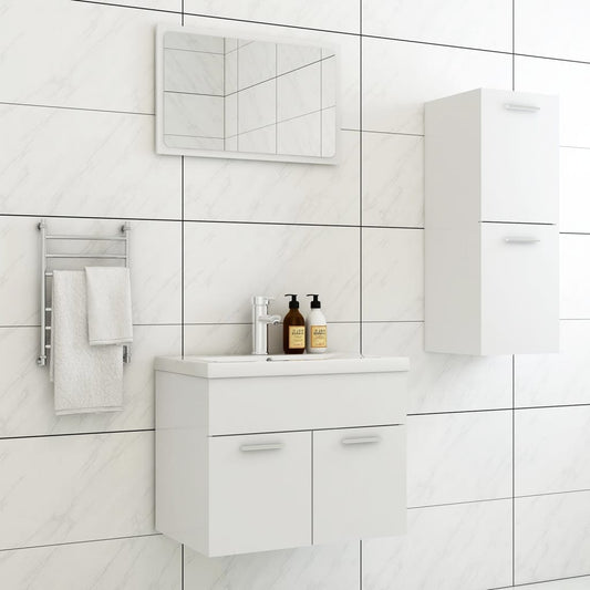 Bathroom Furniture Set White Engineered Wood