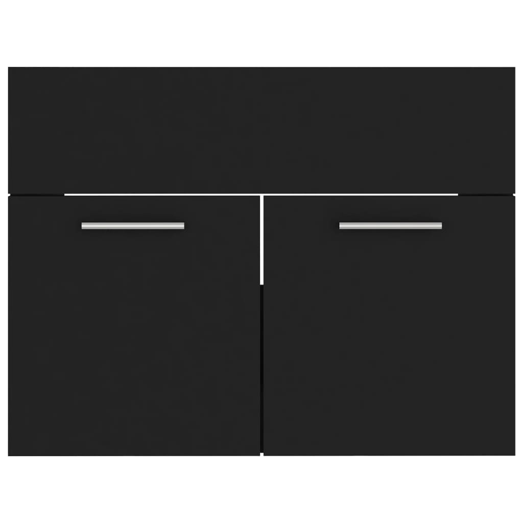 Bathroom Furniture Set Black Engineered Wood