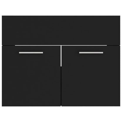 Bathroom Furniture Set Black Engineered Wood