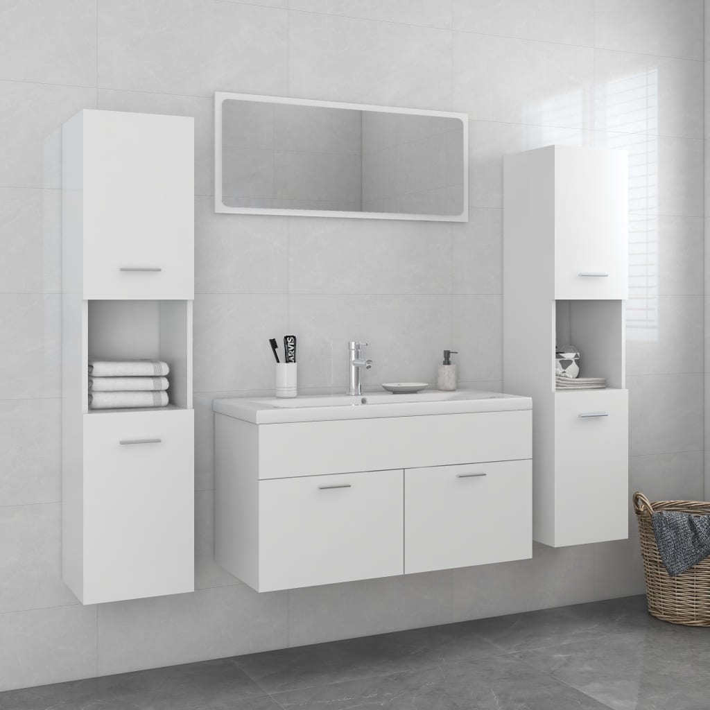 Bathroom Furniture Set White Engineered Wood