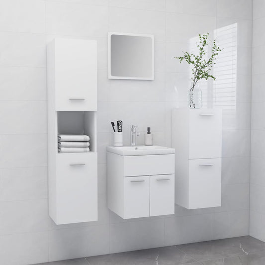 Bathroom Furniture Set White Engineered Wood