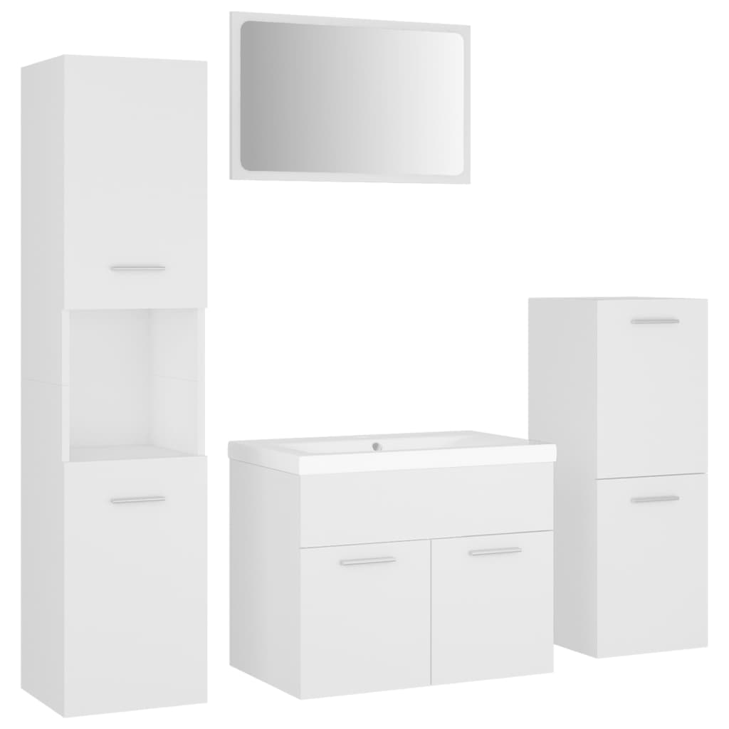 Bathroom Furniture Set White Engineered Wood