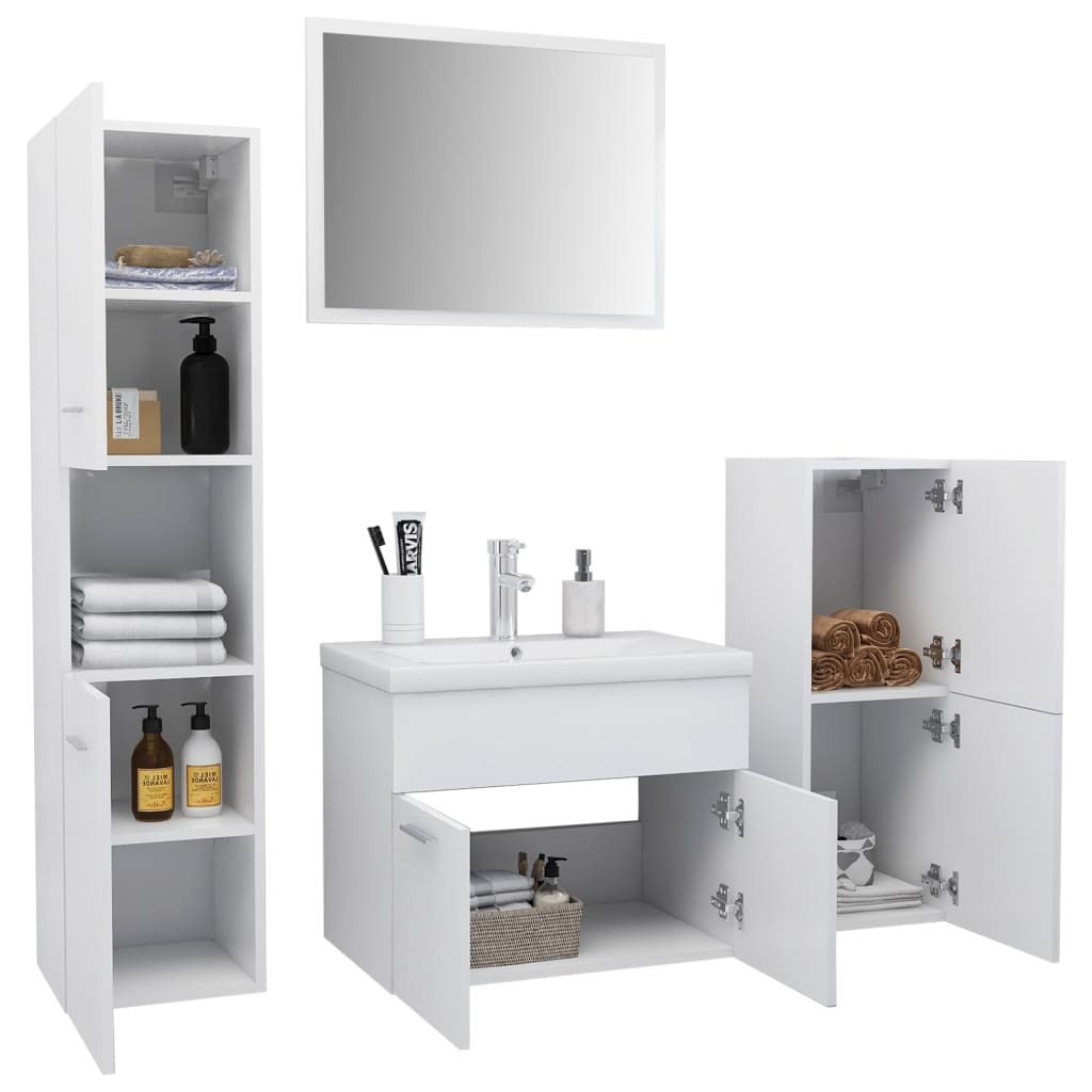 Bathroom Furniture Set White Engineered Wood