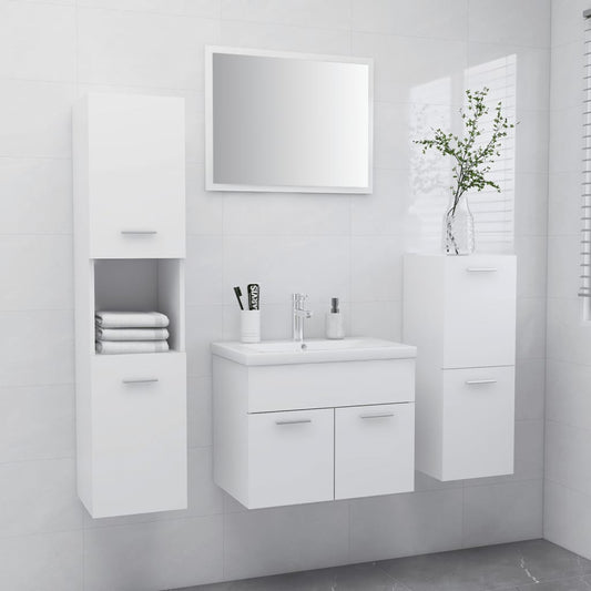 Bathroom Furniture Set White Engineered Wood