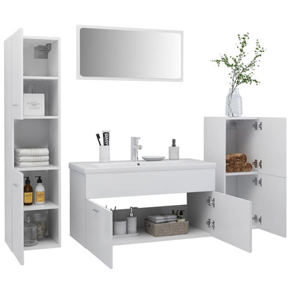 Bathroom Furniture Set White Engineered Wood