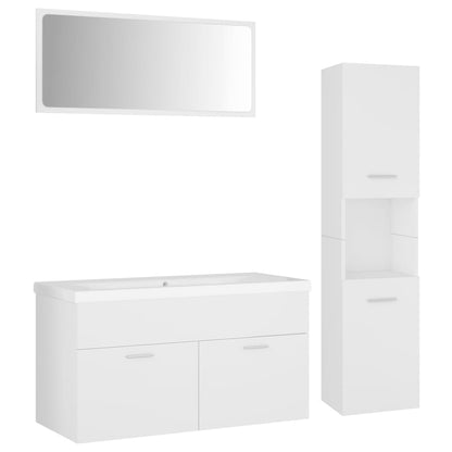 Bathroom Furniture Set White Engineered Wood