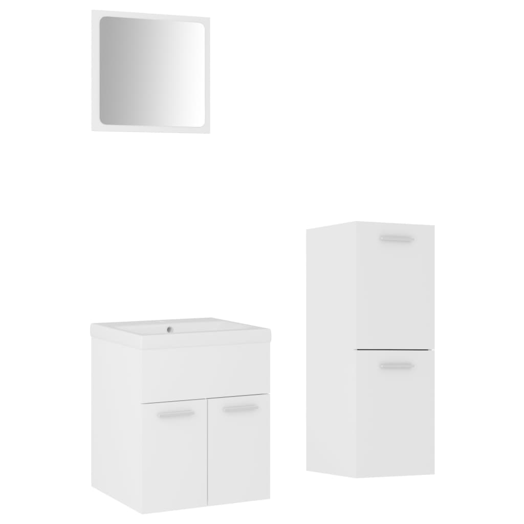 Bathroom Furniture Set White Engineered Wood