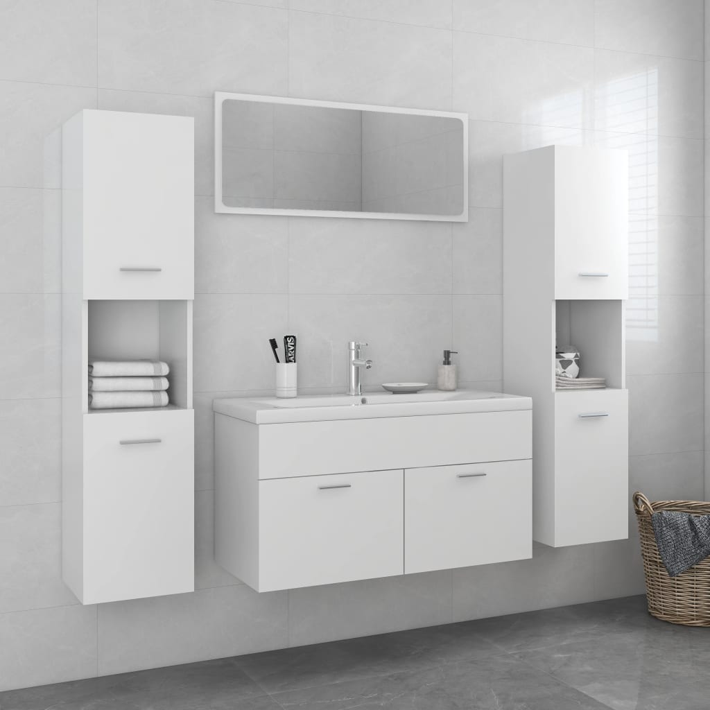 Bathroom Furniture Set White Engineered Wood