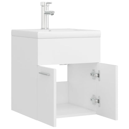 Sink Cabinet with Built-in Basin White Engineered Wood