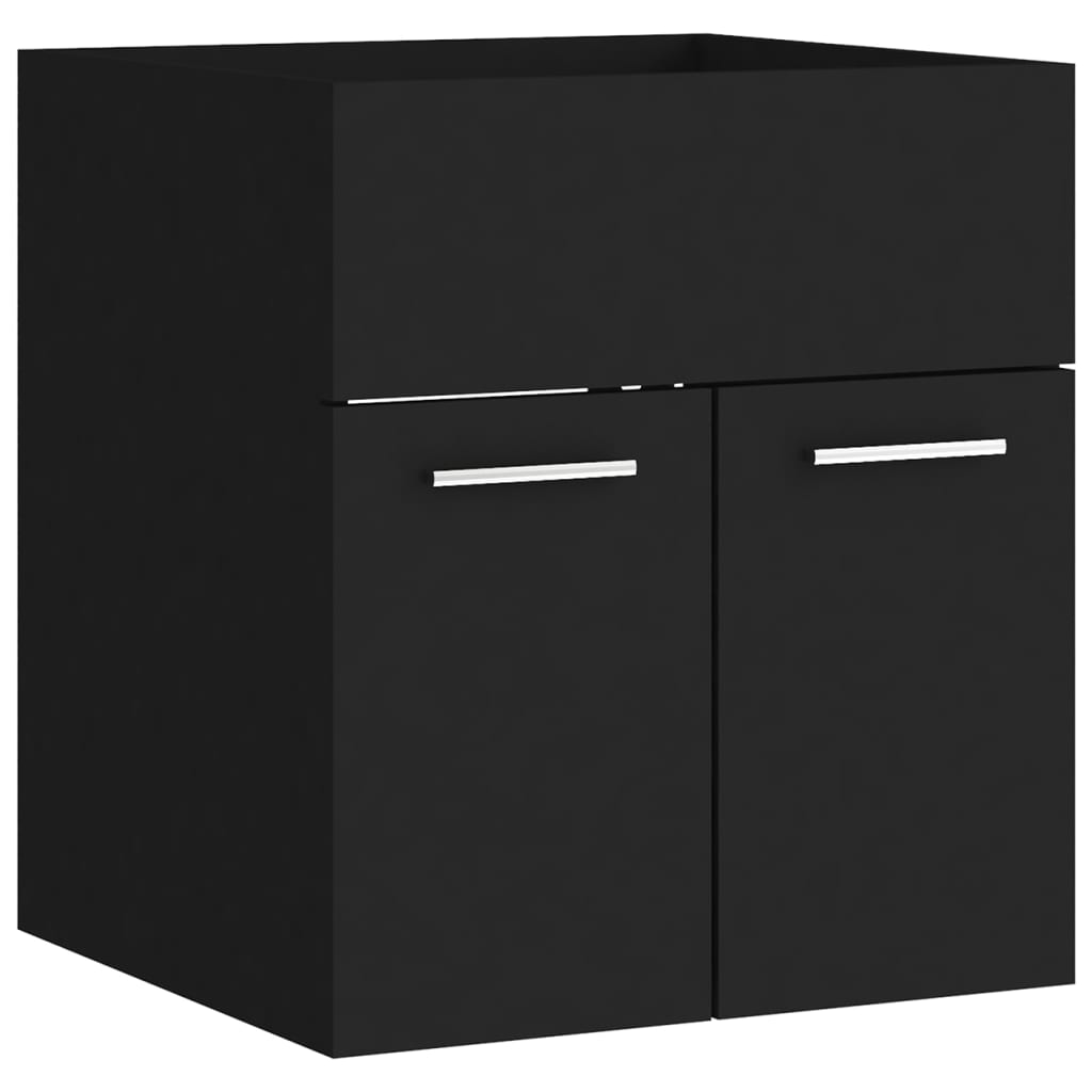 Sink Cabinet with Built-in Basin Black Engineered Wood