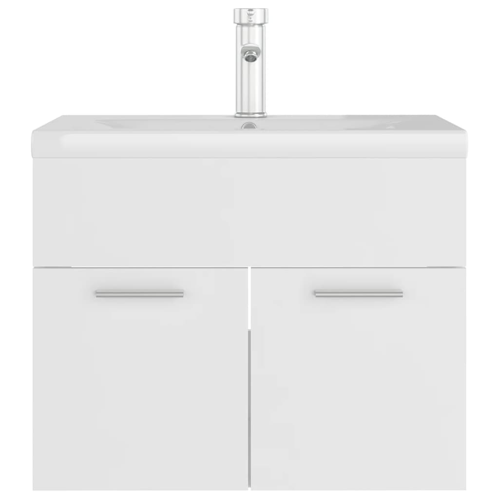 Sink Cabinet with Built-in Basin White Engineered Wood