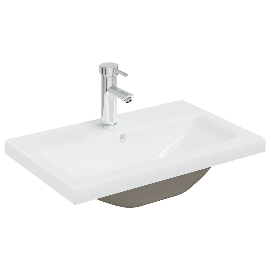 Sink Cabinet with Built-in Basin White Engineered Wood