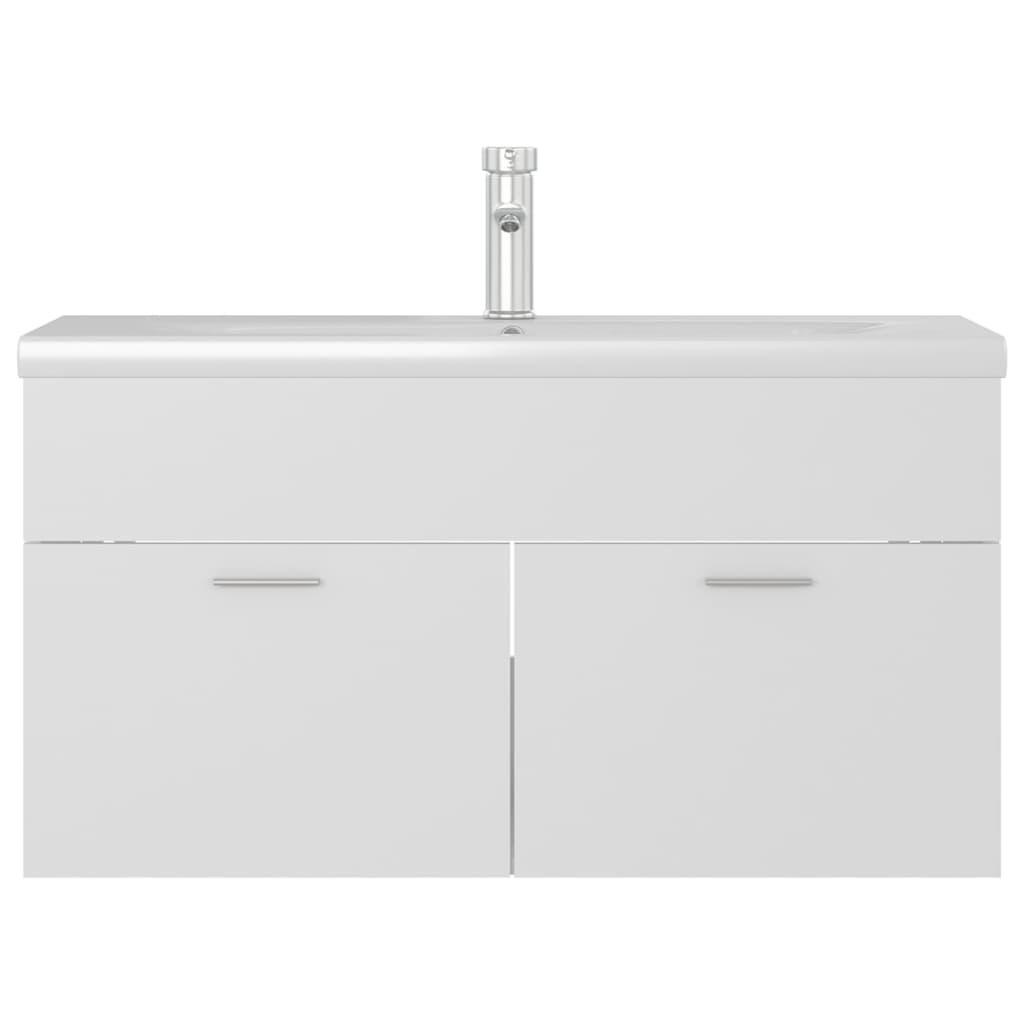 Sink Cabinet with Built-in Basin White Engineered Wood