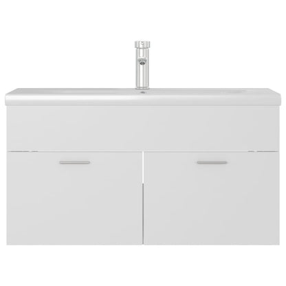 Sink Cabinet with Built-in Basin White Engineered Wood